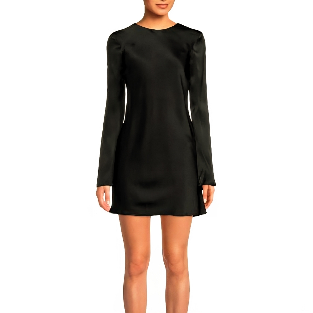 NEW Amanda Uprichard Charnas Black 100% Silk Dress | Size Large - Picture 3 of 8